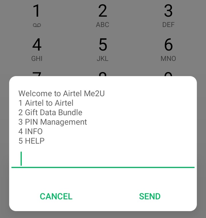 Airtel airtime transfer prompt