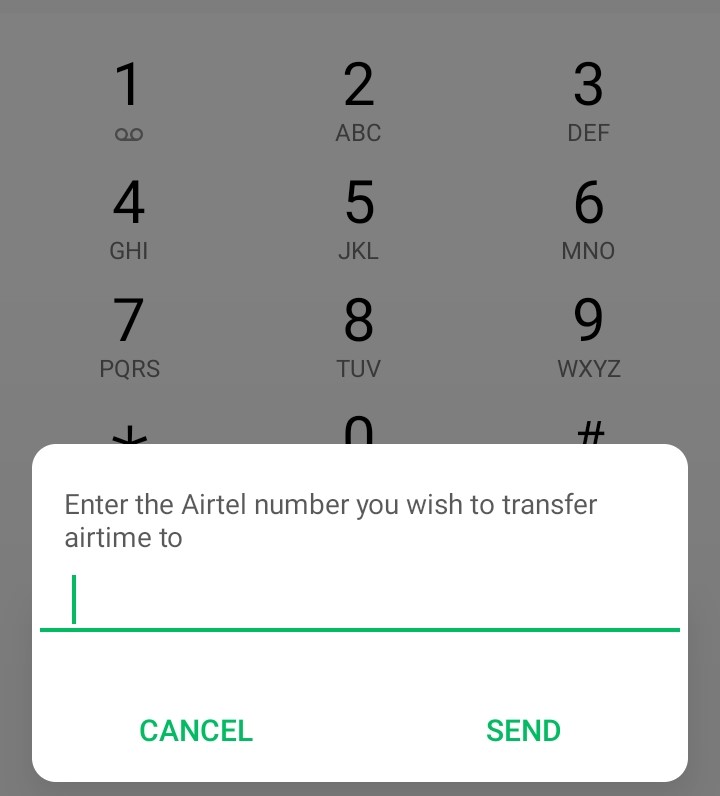 Airtel airtime transfer prompt